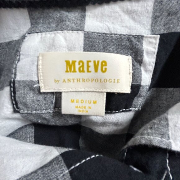 Maeve By Anthropologie Womens Black Buffalo Plaid Button-Up Shirt Medium Cotton - Picture 3 of 8
